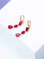 thumb Alloy  Crystal Water Drop  Red Earring and Necklace Set 3