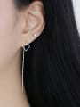 thumb 925 Sterling Silver Heart  Tassel Minimalist Threader Earring 1