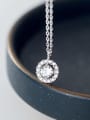 thumb 925 Sterling Silver Simple diamond Round pendant Necklace 1