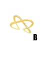 thumb Brass Rhinestone Minimalist Double Cross Stackable Ring 1