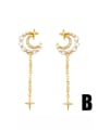 thumb Brass Cubic Zirconia Tassel Vintage Drop Earring 3