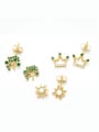 thumb Brass Cubic Zirconia Crown Vintage Stud Earring 0