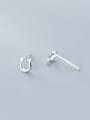 thumb 925 Sterling Silver With Platinum Plated Cute U Shape Stud Earrings 2
