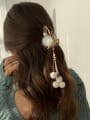 thumb Alloy  Hair Ball Hair Accessories Butterfly hairpin White fur ball tassel grabbing clip Jaw Hair Claw 1