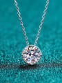 thumb Sterling Silver Moissanite Round Dainty Necklace 0