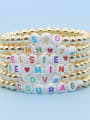 thumb Stainless steel Bead Multi Color Letter Bohemia Stretch Bracelet 0