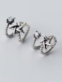 thumb 925 Sterling Silver Retro thread double layer Pentagram Ear clip without pierced ears 2
