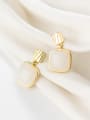 thumb 925 Sterling Silver With Gold Plated Minimalist Square Minimalist Drop Earrings 2