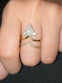 thumb Brass Cubic Zirconia Triangle Statement Cocktail Ring 1