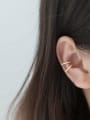 thumb 925 Sterling Silver Rhinestone Round Minimalist Ear Cuff Earring 4