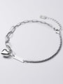 thumb 925 Sterling Silver Retro heart shaped geometry chain  Anklet 0
