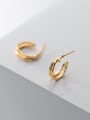 thumb 925 Sterling Silver Irregular Minimalist  Simple hollow double-layer lines Stud Earring 3