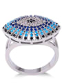 thumb Brass Cubic Zirconia Evil Eye Statement Cocktail Ring 4