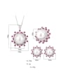 thumb Brass Cubic Zirconia Trend Flower Earring Ring and Necklace Set 3