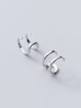 thumb 925 Sterling Silver irregular minimalist double smooth C-shaped hollow clip earring 1