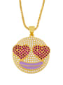 thumb Brass Cubic Zirconia Smiley Hip Hop Necklace 1