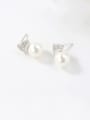 thumb 925 Sterling Silver Imitation Pearl Crown Dainty Stud Earring 1