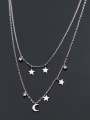 thumb 925 Sterling Silver Moon Minimalist Multi Strand Necklace 0