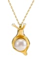 thumb 925 Sterling Silver Freshwater Pearl  Vintage Snail Pendant Necklace 3
