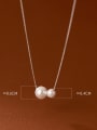 thumb 925 Sterling Silver Imitation Pearl Geometric Minimalist Necklace 2