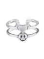 thumb 925 Sterling Silver Heart Vintage Simple smiley double line Midi Ring 3