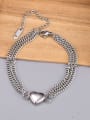 thumb Titanium Steel Heart Minimalist Bead Chain Strand Bracelet 1