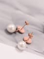 thumb Titanium Imitation Pearl White Geometric Minimalist Stud Earring 1