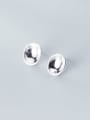 thumb 925 Sterling Silver With Platinum Plated Minimalist Oval Stud Earrings 1