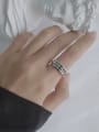 thumb Vintage Sterling Silver With White Gold Plated Simplistic  Smooth Irregular Free Size Rings 2