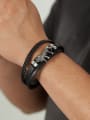 thumb Stainless steel Artificial Leather Weave Hip Hop Band Bangle 1