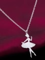 thumb 925 Sterling Silver Angel Minimalist Princess Ballerina Pendant Necklace 0