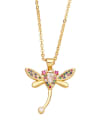 thumb Brass Cubic Zirconia Vintage Dragonfly  Pendant Necklace 1