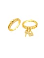 thumb Brass Cubic Zirconia Key Vintage Band Ring 0