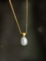 thumb Titanium Steel Imitation Pearl Water Drop Minimalist Necklace 2