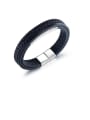thumb Titanium Leather Geometric Minimalist Woven & Braided Bracelets 0
