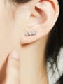 thumb 925 Sterling Silver Rhinestone Geometric Minimalist Stud Earring 1