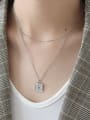 thumb 925 Sterling Silver simple Rose Square Coin Pendant Necklace 1