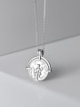 thumb 925 Sterling Silver Retro glossy English round portrait silver medal Necklace 0