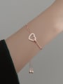 thumb 925 Sterling Silver Cubic Zirconia Heart Minimalist Adjustable Bracelet 1