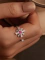 thumb 925 Sterling Silver Cubic Zirconia Flower Dainty Band Ring 2