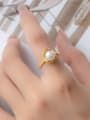 thumb 925 Sterling Silver Imitation Pearl Flower Vintage Band Ring 1