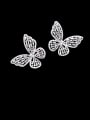 thumb Brass Cubic Zirconia Butterfly Statement Cluster Earring 1