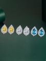 thumb Brass Cubic Zirconia Multi Color Water Drop Dainty Stud Earring 2