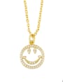 thumb Brass Cubic Zirconia Hollow Smiley Hip Hop Necklace 0