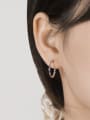 thumb 925 Sterling Silver Bead Geometric Minimalist Asymmetrical C Shape Huggie Earring 1