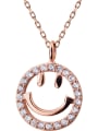 thumb 925 Sterling Silver Rhinestone Simple Cute Smiley Pendant Necklace 2