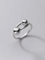 thumb 925 Sterling Silver Bead Geometric Vintage Band Ring 0