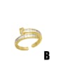thumb Brass Cubic Zirconia Geometric Trend Band Ring 3