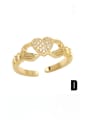 thumb Brass Cubic Zirconia Letter Hip Hop Band Ring 3