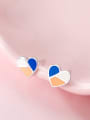 thumb 925 Sterling Silver Multi Color Enamel Heart Minimalist Stud Earring 2